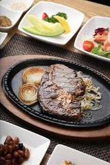 dry aging  steak on pan