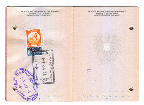 European passport with Egyptian stamps