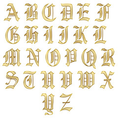 Medieval Alphabet Lettres Gothique Gothic Gold 