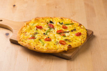 pizza with rustic background