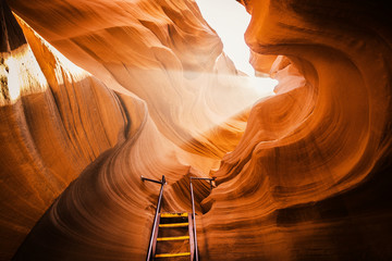 Magic light beam in Antelope Canyon, Arizona, USA