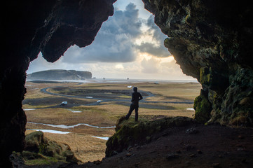 Dryholaus Cave Iceland, small dead end cave in the hill on the Dyrholavegur road.
