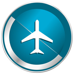 Plane blue vector icon.