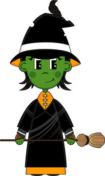 Cute Cartoon Halloween Witch