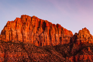 Red hills of Zion at dusk