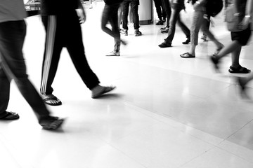 Motion blur people walking