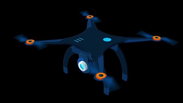 Flight of a flat drone - drone in stationary flight
Animation fo flat drone with alpha channel
