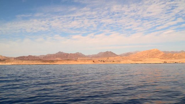 Deserted shore of the sea. View from the ship. Sinai Peninsula Egypt