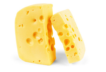 Piece of cheese isolated on white