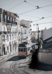 old tram train car in Lisbon Portugal