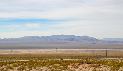 Panoramic view of highway through the desert