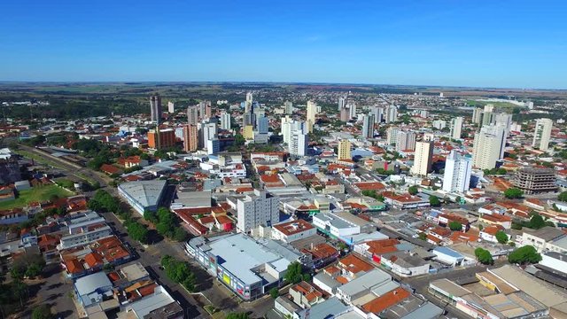  Aerial footage of the city of Aracatuba in the state of Sao Paulo, Brazil. July 2016.