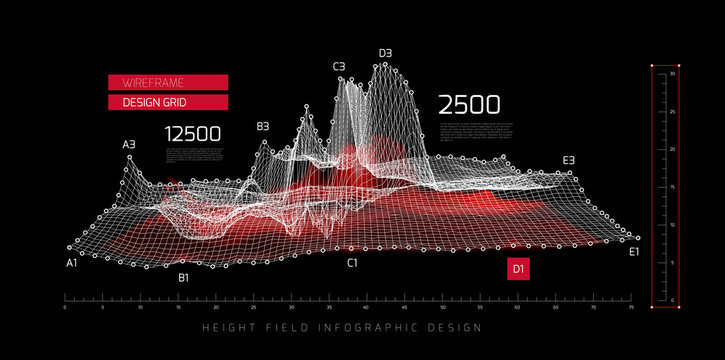 Height field infographic design. Vector illustration