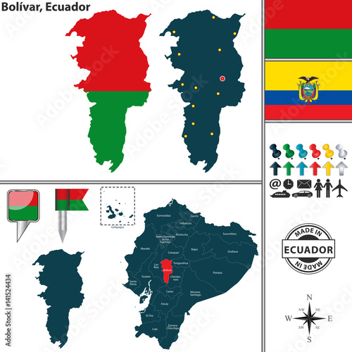 "Map of Bolivar, Ecuador" 스톡 이미지, 로열티프리 벡터 파일 이미지 141524434
