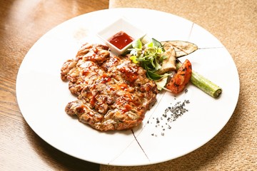 pork steak with sauce
