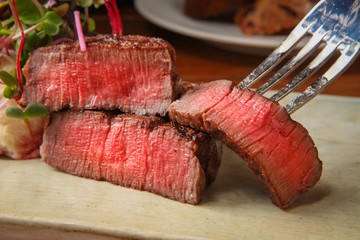 beef tenderloin steak with fork 안심스테이크