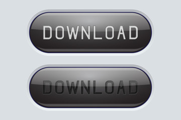 Fototapeta premium DOWNLOAD black buttons. Set of normal and active buttons. Gray interface