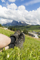 Wanderpause auf der Seiseralm in S&uuml;dtirol