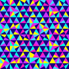 Abstract geometric pattern. Bright neon colors. Memphis style pattern. Seamless vector pattern. Vector illustration.