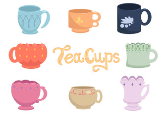 Tea cups vector pack