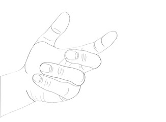 A woman's hand holds something invisible. Empty place for your ad or product or object. 