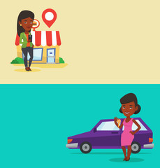 Two shopping banners with space for text.