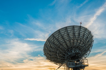 Satellite dish in sun set,in Thailand