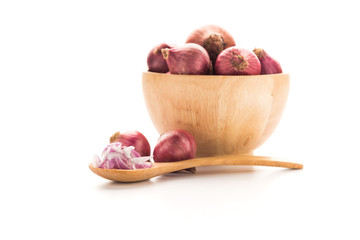 Red onion on white background.