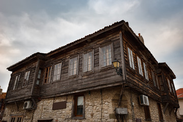 Old Bulgarian houses in the town of Nesebar, Bulgaria.