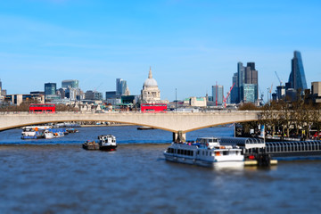 Fototapeta na wymiar Miniaturised Shot Of London Skyline Towards City And St Pauls Cathedral