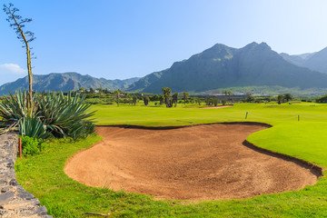 View of golf course in nothern part of Tenerife island, Spain