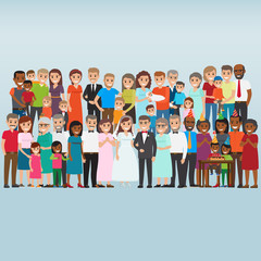Obraz premium Set of Celebrating Family Holidays People Vector