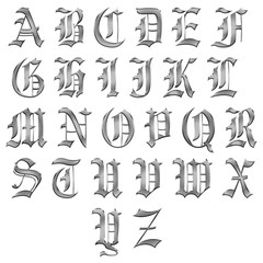 Medieval Alphabet Lettres Gothique Gothic Metal
