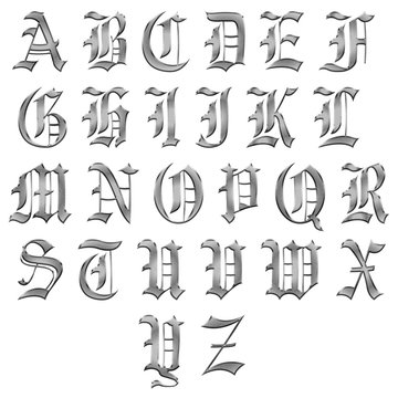 Medieval Alphabet Lettres Gothique Gothic Metal