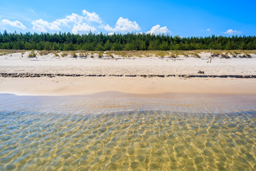 Crystal clear calm sea water on Lubiatowo beach, Baltic Sea, Poland