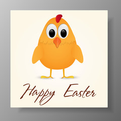 Happy Easter Greeting Card with chicken. Vector illustration.
