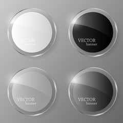 Glass banner set. Vector illustration.