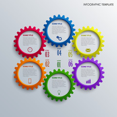Info graphic with colorful design cogwheel template