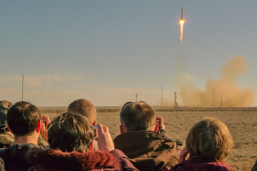 The launch of the spacecraft, Baikonur, Kazakhstan