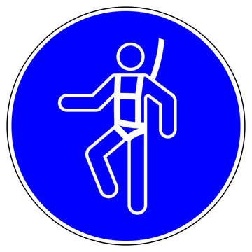 shas519 SignHealthAndSafety shas - German / Gebotszeichen: Auffanggurt benutzen - Pers&ouml;nliche Schutzausr&uuml;stung gegen Absturz - english / mandatory action sign: wear safety harness - xxl g5131
