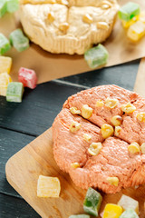 traditional eastern desserts on wooden background