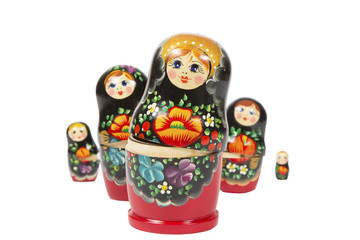beautiful Russian nesting doll on white background. bright matreshka