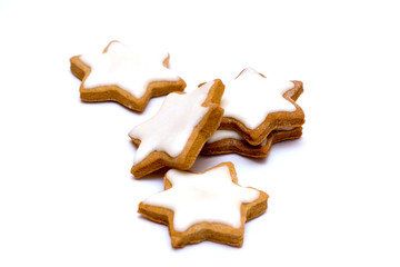 
Cookies in the shape of a star on a white background