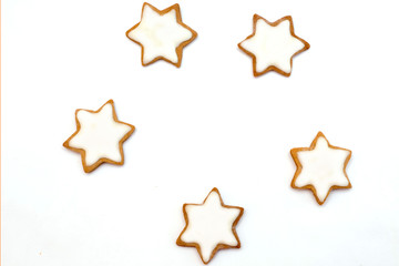 
Cookies in the shape of a star on a white background