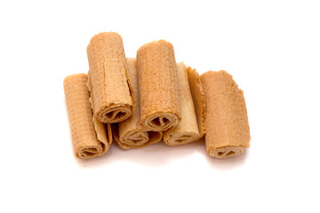Spiral biscuits - straws on a white background. Baby Sweets
