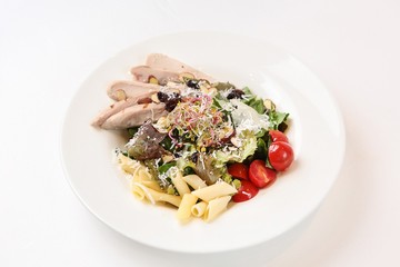 chicken breast salad on white board