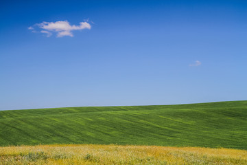 Summer Landscape background. Field and hills in Ukraine