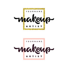 Makeup artist fashion logo. Lettering illustration.