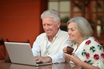 Elderly couple with a laptop