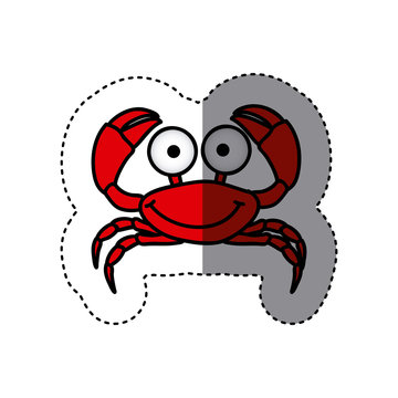 red happy crab cartoon icon, vector illustration design